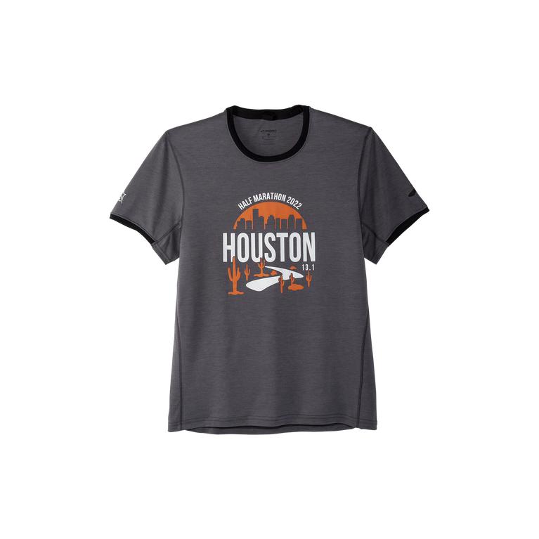 Brooks Houston22 Distance Graphic SS Men's Short Sleeve Running Shirt - Shadow Grey/13.1 Desert (681